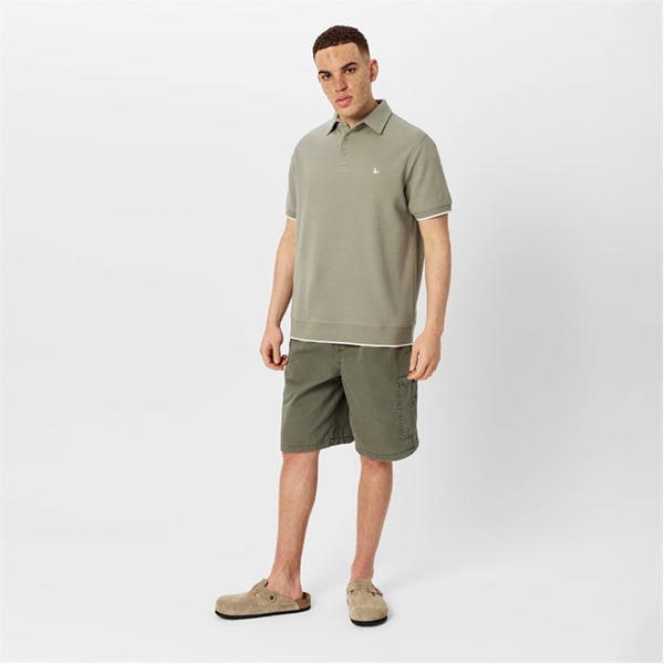 Jack Wills Textured Polo Shirt Silver Sage