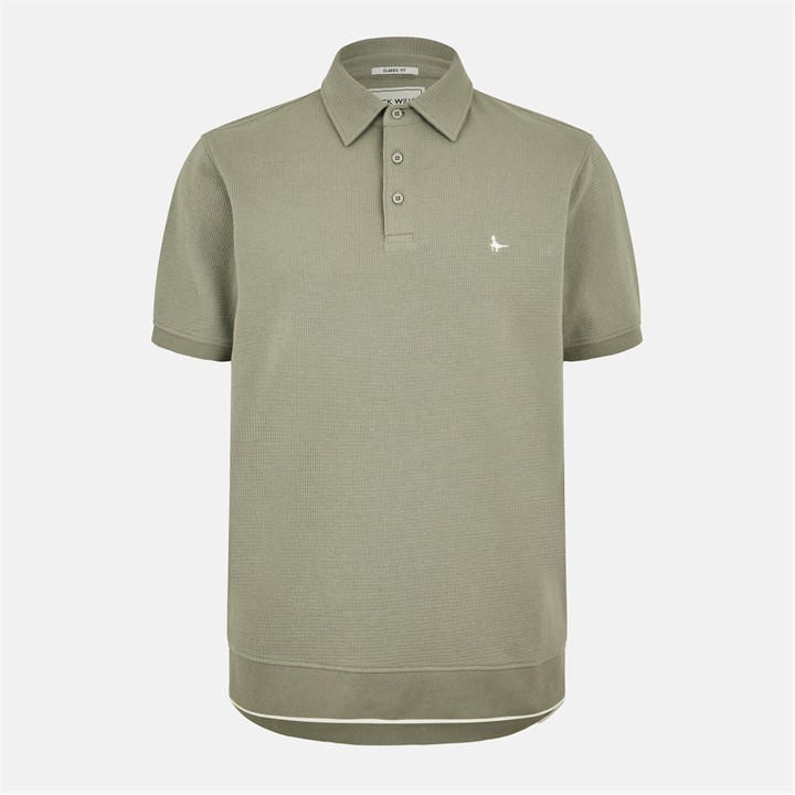 Jack Wills Textured Polo Shirt Silver Sage