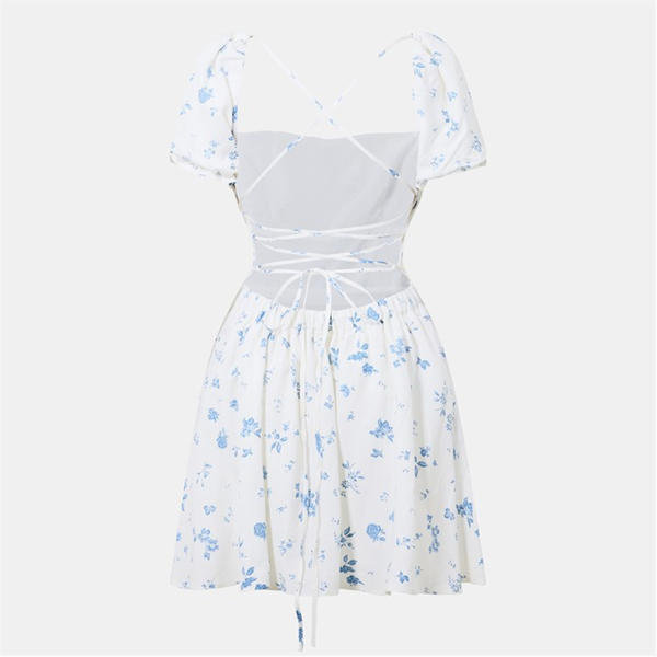 Jack Wills Tie Back Dress Wht/Blue Pr