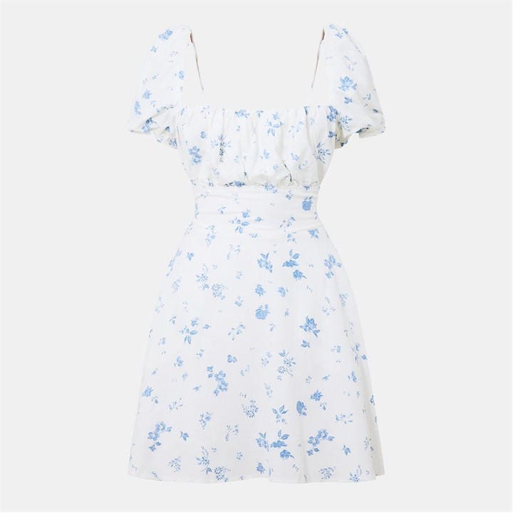 Jack Wills Tie Back Dress Wht/Blue Pr