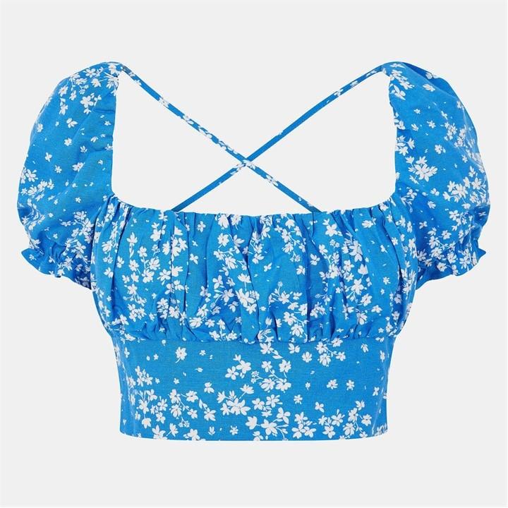 Jack Wills Tie Back Top Blue Print