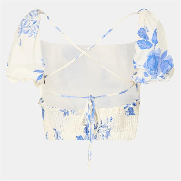 Jack Wills Tie Back Top White Print