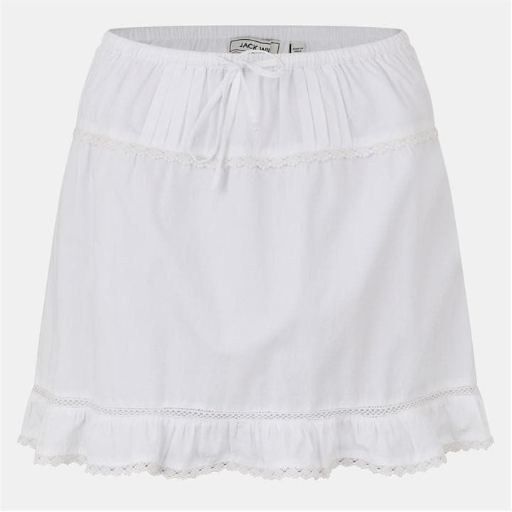 Jack Wills Tie Mini Skirt Ld53 Bright White