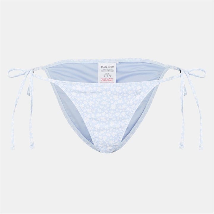 Jack Wills Tie Side Bik Bttm Ld53 Blue Ditsy