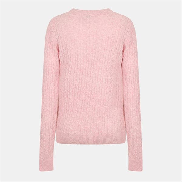 Jack Wills Tinsbury Merino Wool Blend Cable Knitted Jumper Women Pink