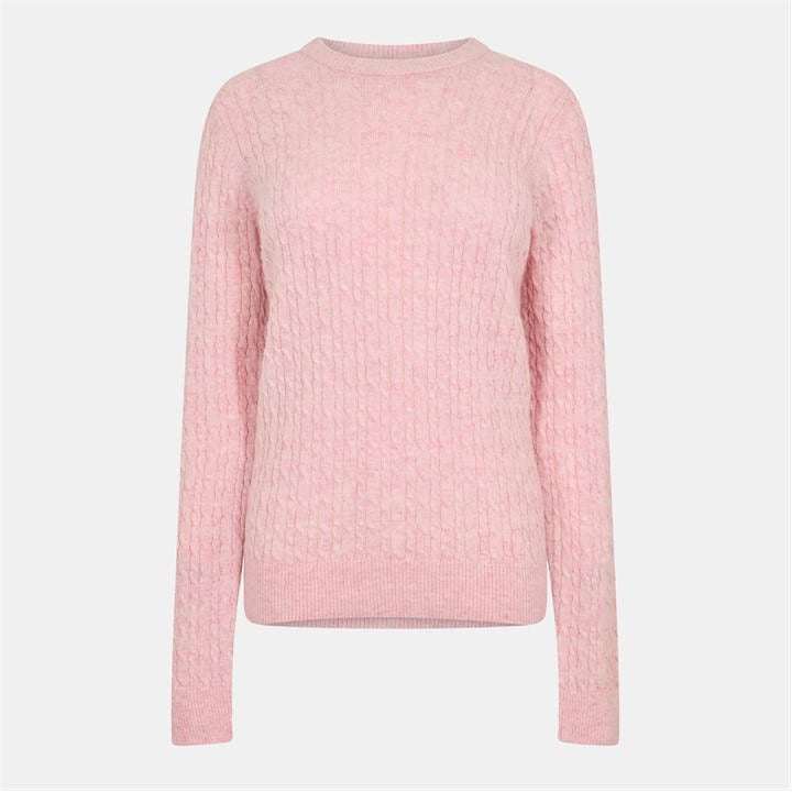 Jack Wills Tinsbury Merino Wool Blend Cable Knitted Jumper Women Pink