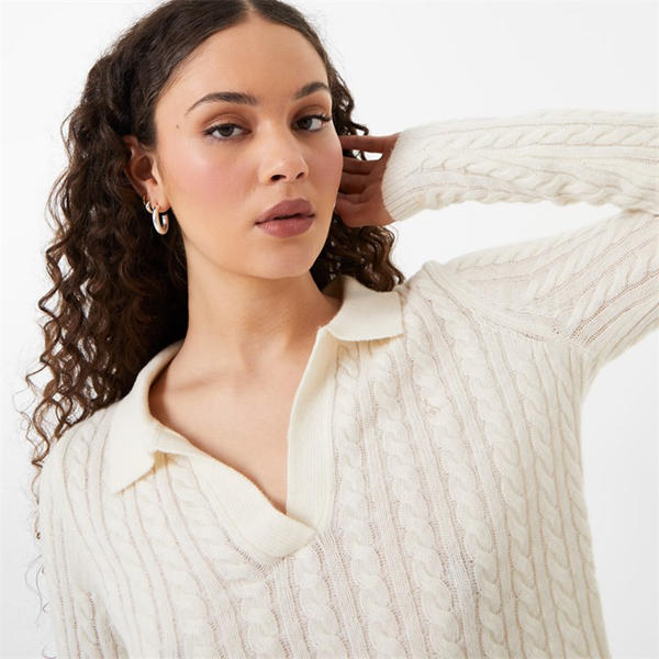Jack Wills Tinsbury Polo Knit Sweater Vintage White
