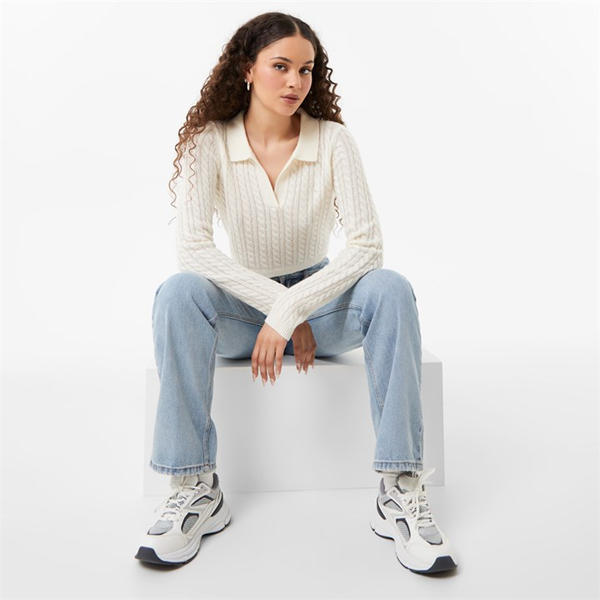 Jack Wills Tinsbury Polo Knit Sweater Vintage White