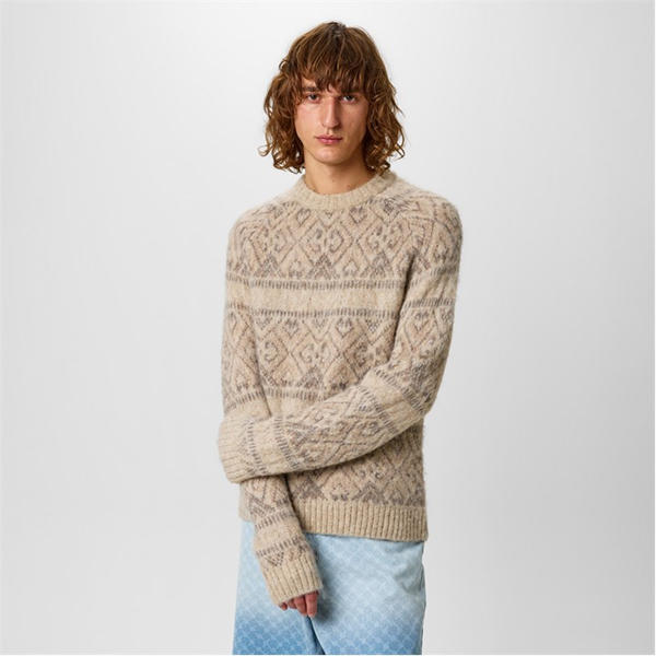 Jack Wills Tonal Jacquard Crew Sweater Willow Marl