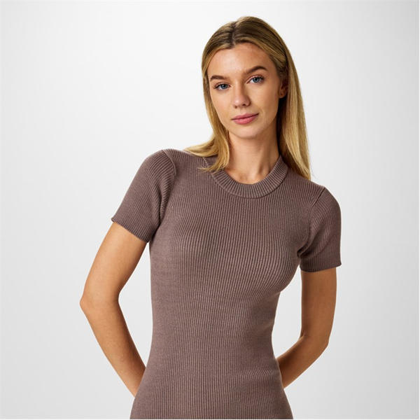 Jack Wills Travel Rib Midi Dress Mocha