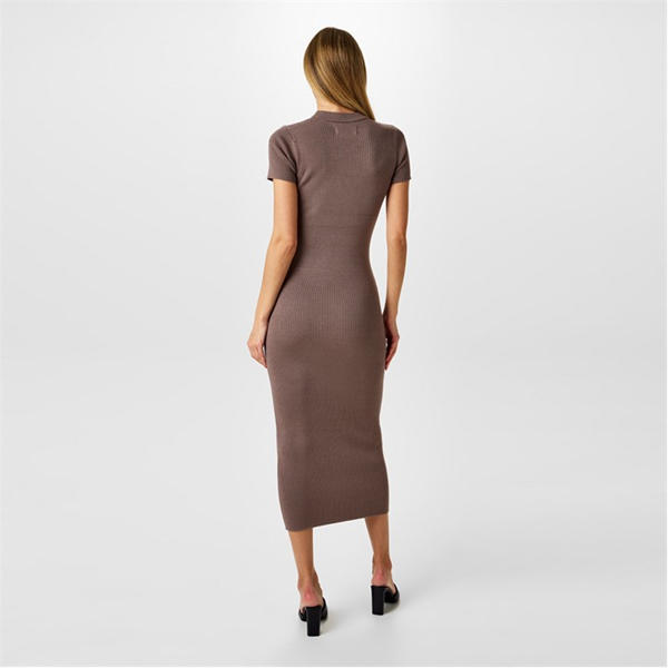 Jack Wills Travel Rib Midi Dress Mocha