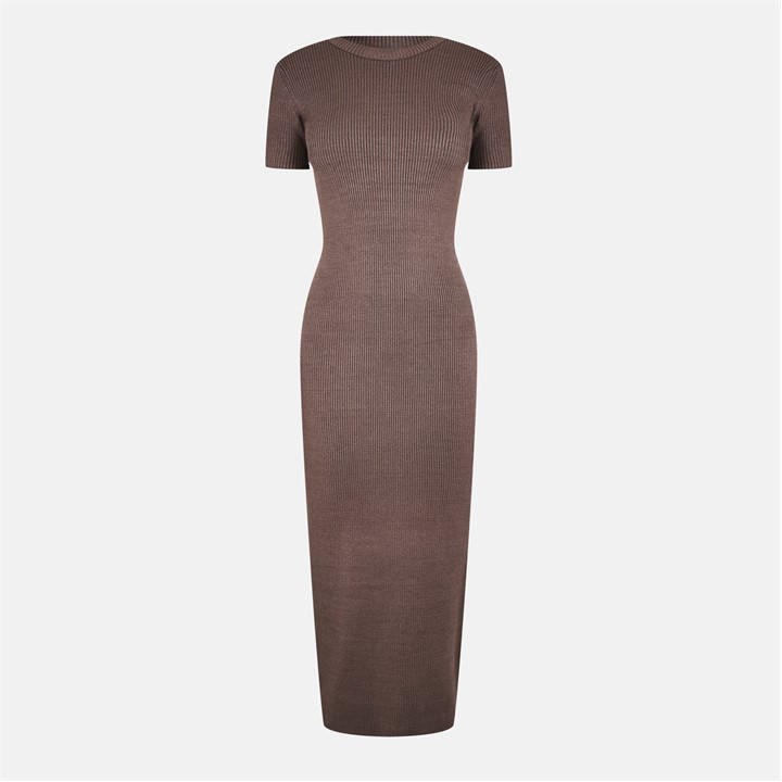 Jack Wills Travel Rib Midi Dress Mocha