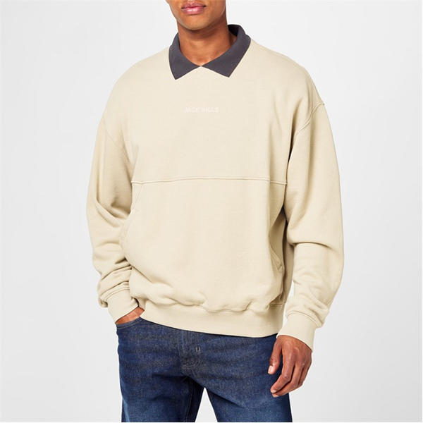 Jack Wills Twill Collar Crew Sweater Willow
