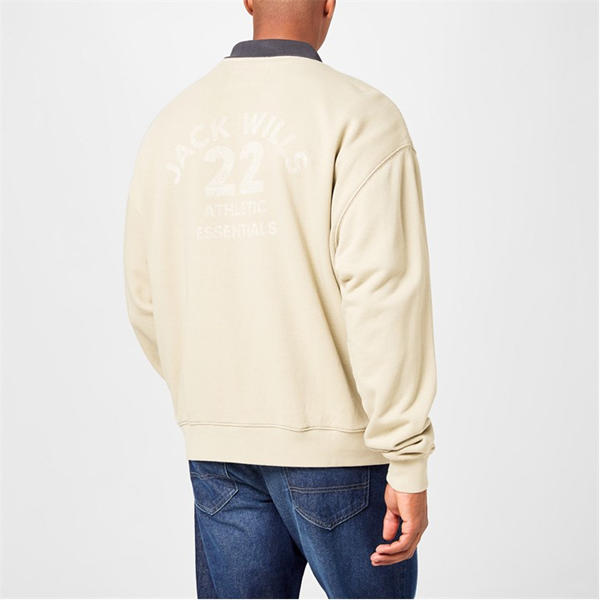 Jack Wills Twill Collar Crew Sweater Willow