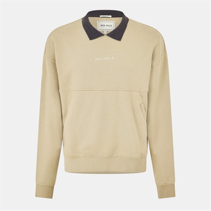 Jack Wills Twill Collar Crew Sweater Willow