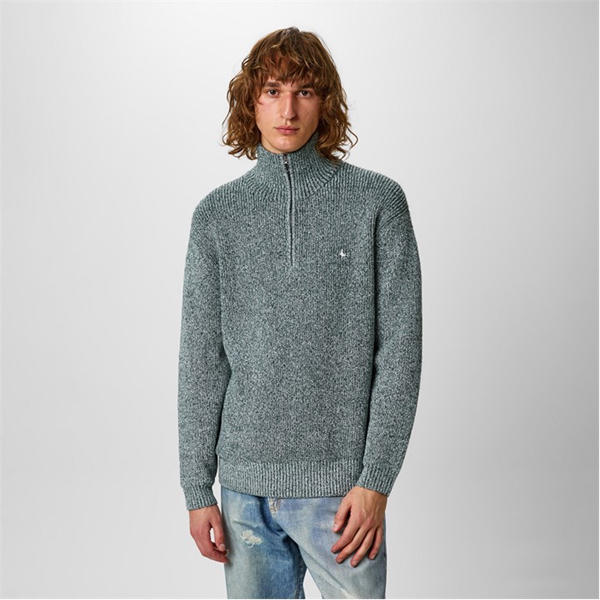 Jack Wills Two Tone Quarter Zip Jumper Evergreen
