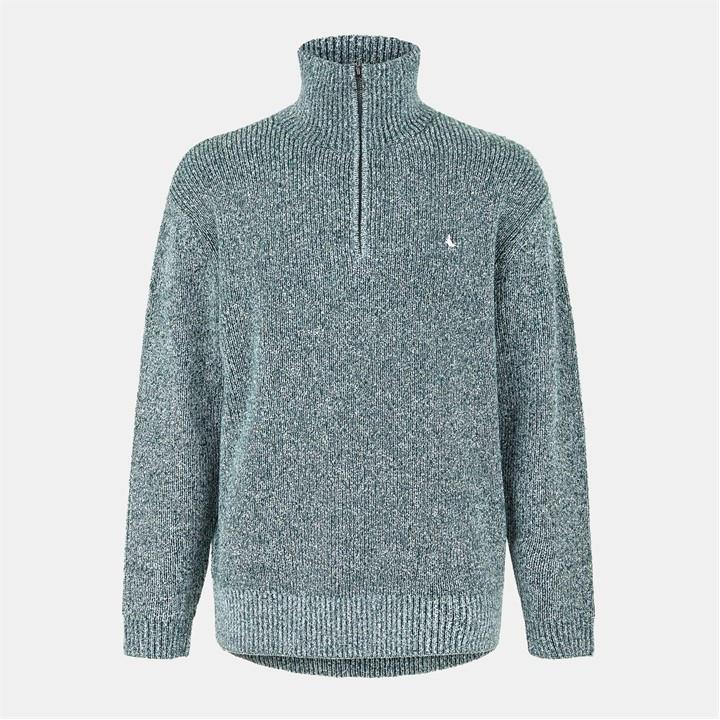 Jack Wills Two Tone quarter Zip Jumper Evergreen