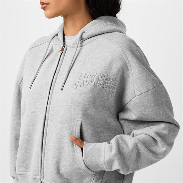 Jack Wills Two Way Zip Hoodie Grey Marl