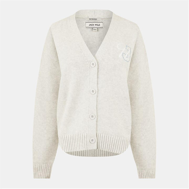 Jack Wills V Neck Cardigan Light Heather