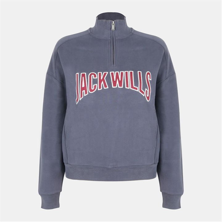 Jack Wills Varsity quarter Zip Ld54 Navy