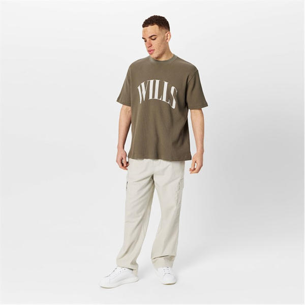 Jack Wills Waffle Graphic T Shirt Smokey Olive