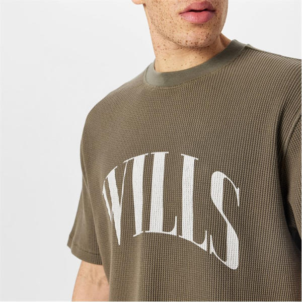 Jack Wills Waffle Graphic T Shirt Smokey Olive