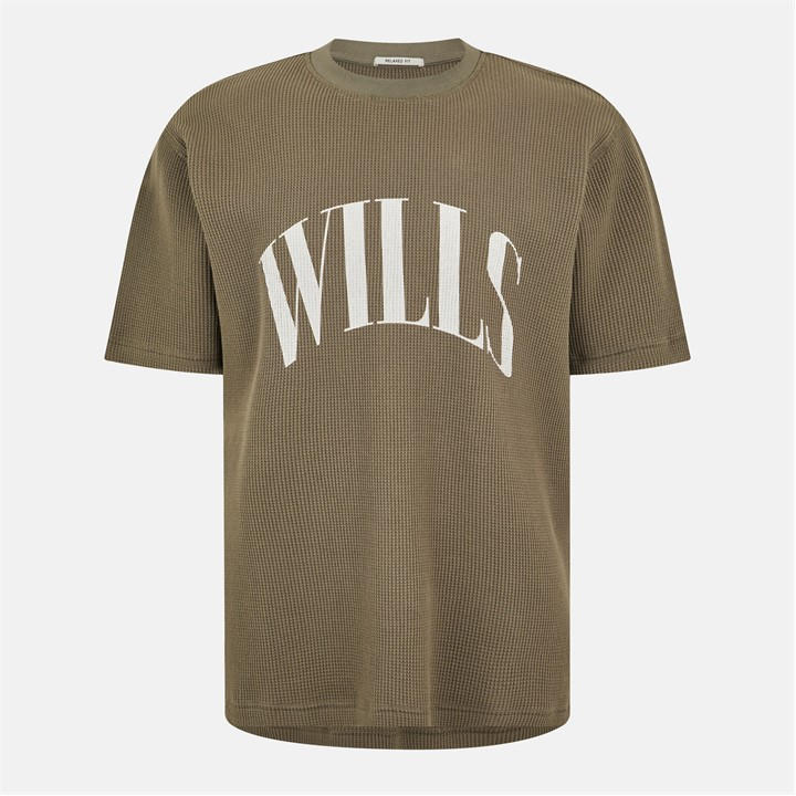 Jack Wills Waffle Graphic T Shirt Smokey Olive