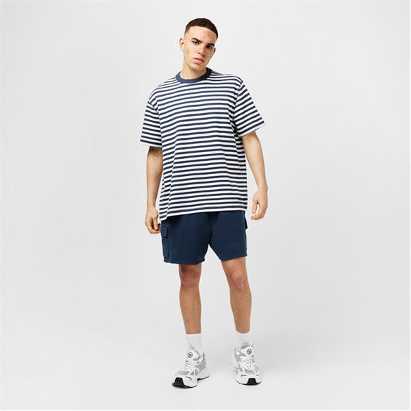 Jack Wills Waffle Stripe T Shirt Cream/Night Sky