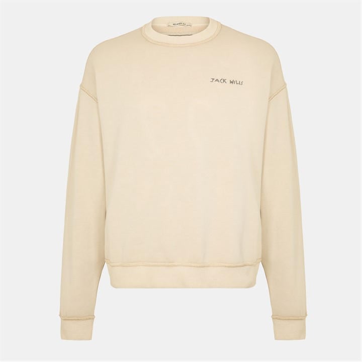 Jack Wills Worn Well Crew Sweater Mens Putty
