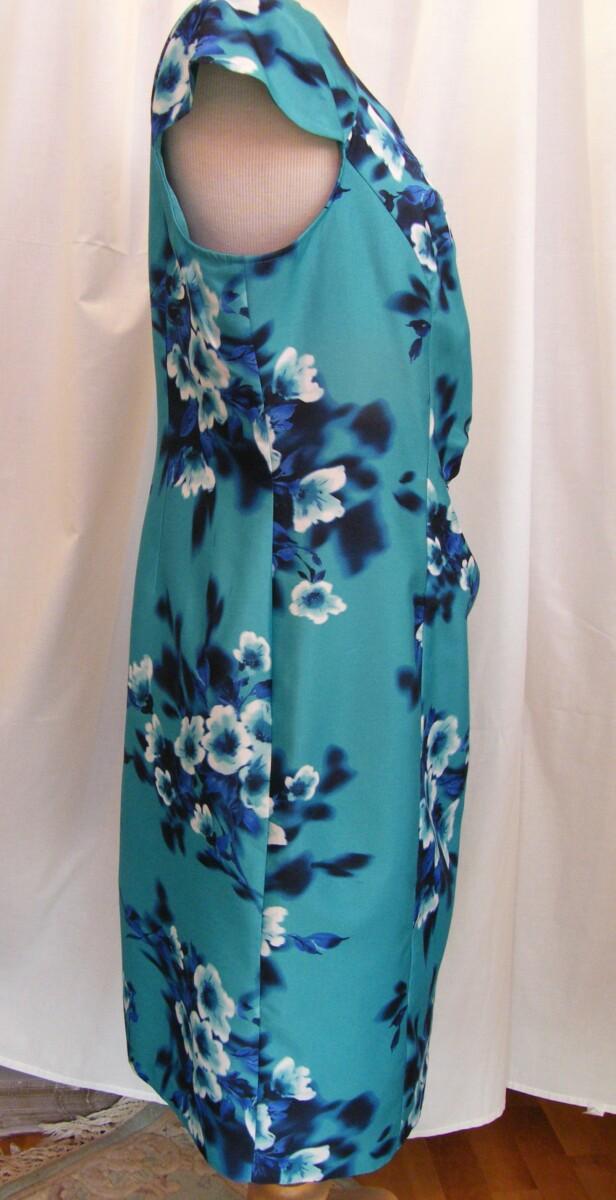 Jacques Vert AEGEAN GREEN SHANTUNG SHIFT DRESS FLOWER SPRAY PRINT & MATCHING AEGEAN SHANTUNG JACKET