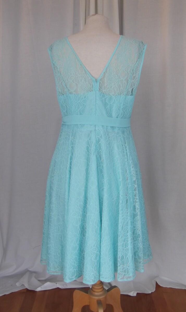 Jacques Vert AQUA/ LIGHT TURQUOISE LACE PROM DRESS MATCHING AQUA/ LIGHT TURQUOISE SHANTUNG JACKET