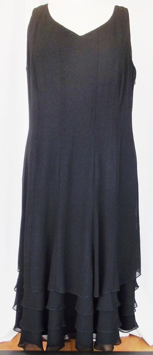 Jacques Vert BLACK CREPE CHIFFON DRESS FRILLED HEMLINE MATCHING SHEER BLACK CHIFFON FRILLED BOLERO