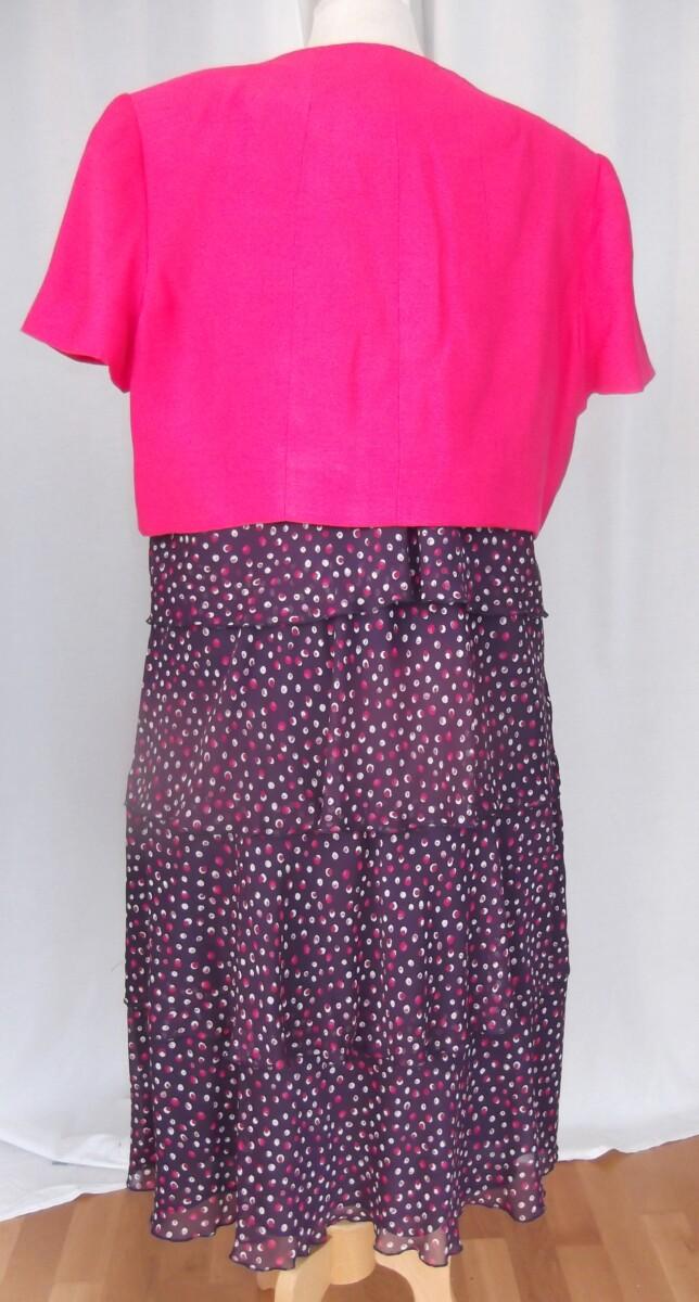 Jacques Vert BLACK TULIP & RUBY ROSE RANGE PURPLE CHIFFON WATERFALL FRILLS DRESS RANDOM SPOT PRINT & RUBY ROSE SHORT JACKET