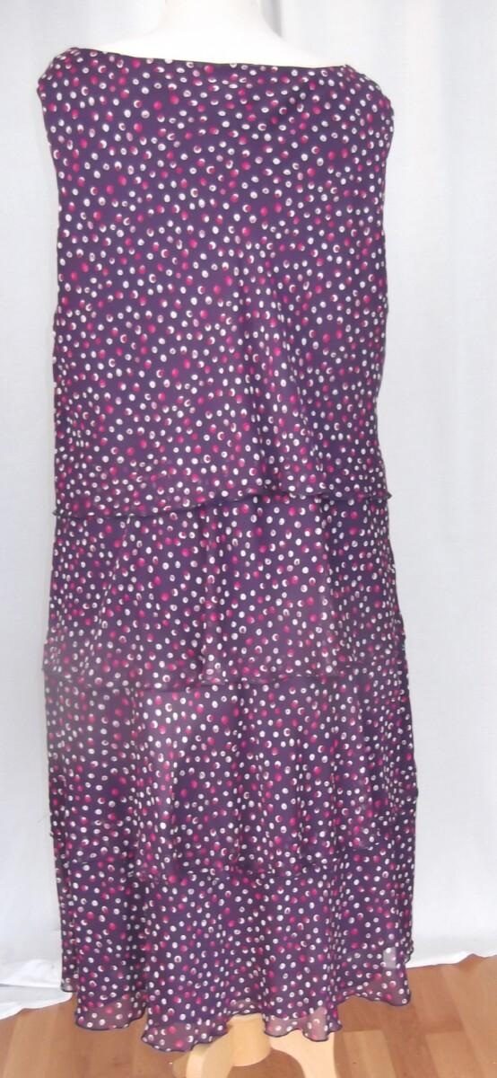 Jacques Vert BLACK TULIP & RUBY ROSE RANGE PURPLE CHIFFON WATERFALL FRILLS DRESS RANDOM SPOT PRINT & RUBY ROSE SHORT JACKET