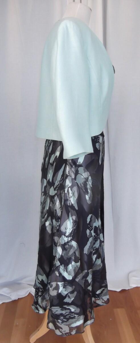 Jacques Vert BLACKCURRANT & AQUA RANGE PURPLE 23% SILK DEVORE DRESS & AQUA WOVEN SHORT JACKET