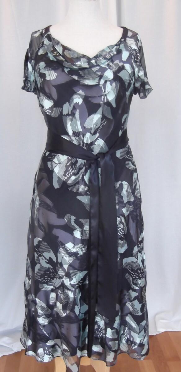 Jacques Vert BLACKCURRANT & AQUA RANGE PURPLE 23% SILK DEVORE DRESS & AQUA WOVEN SHORT JACKET