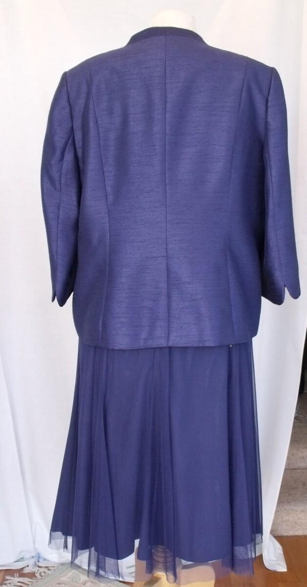 Jacques Vert BLOOMSBURY RANGE MIDNIGHT BLUE DRESS FINE NET OVERLAY MIDNIGHT BLUE SATIN APPLIQUE & MIDNIGHT BLUE JACKET