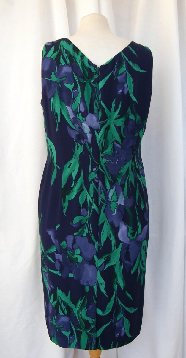 Jacques Vert BLOOMSBURY RANGE NAVY CREPE SHIFT DRESS EMERALD GREEN PRINT & MIDNIGHT BLUE JACKET
