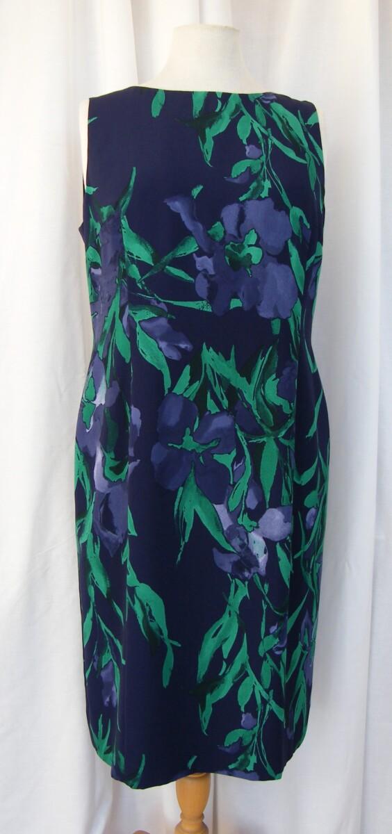 Jacques Vert BLOOMSBURY RANGE NAVY CREPE SHIFT DRESS EMERALD GREEN PRINT & EMERALD GREEN JACKET