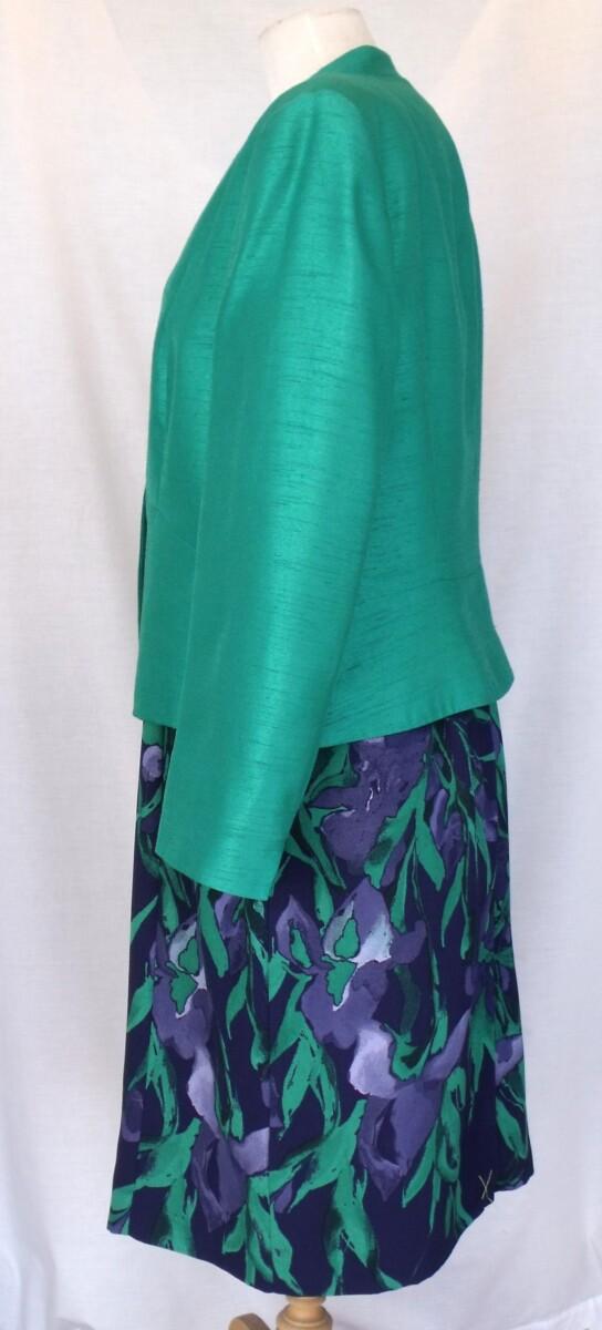 Jacques Vert BLOOMSBURY RANGE NAVY CREPE SHIFT DRESS EMERALD GREEN PRINT & EMERALD GREEN OR MIDNIGHT BLUE JACKET