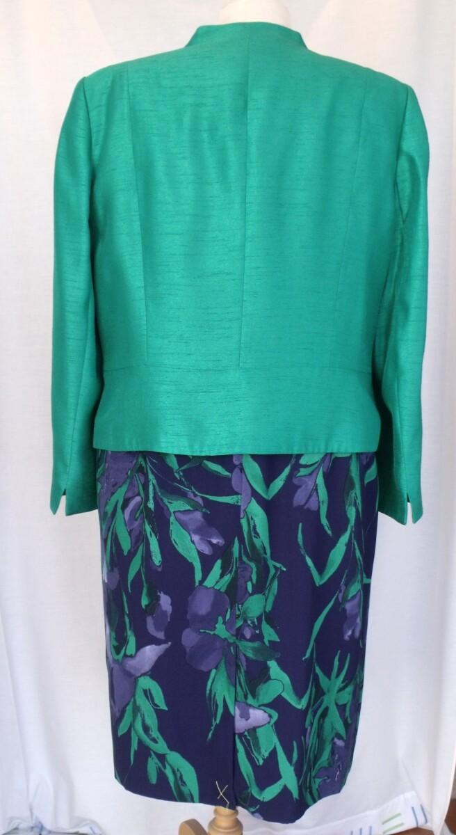 Jacques Vert BLOOMSBURY RANGE NAVY CREPE SHIFT DRESS EMERALD GREEN PRINT & EMERALD GREEN OR MIDNIGHT BLUE JACKET