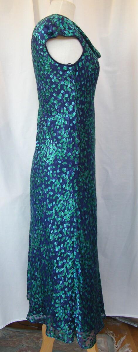 Jacques Vert BLOOMSBURY RANGE NAVY SILK DEVORE DRESS EMERALD GREEN PRINT & MIDNIGHT BLUE JACKET