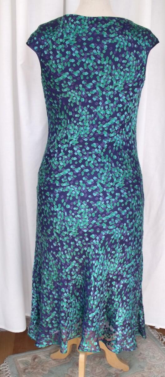 Jacques Vert BLOOMSBURY RANGE NAVY SILK DEVORE DRESS EMERALD GREEN PRINT & EMERALD GREEN JACKET