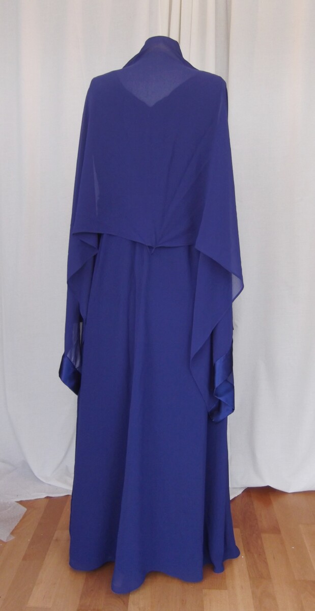 Jacques Vert BRAND NEW WITH TAGS CADBURY PURPLE CREPE CHIFFON MAXI DRESS RUCHED FAUX CROSS OVER BODICE & PASHMINA