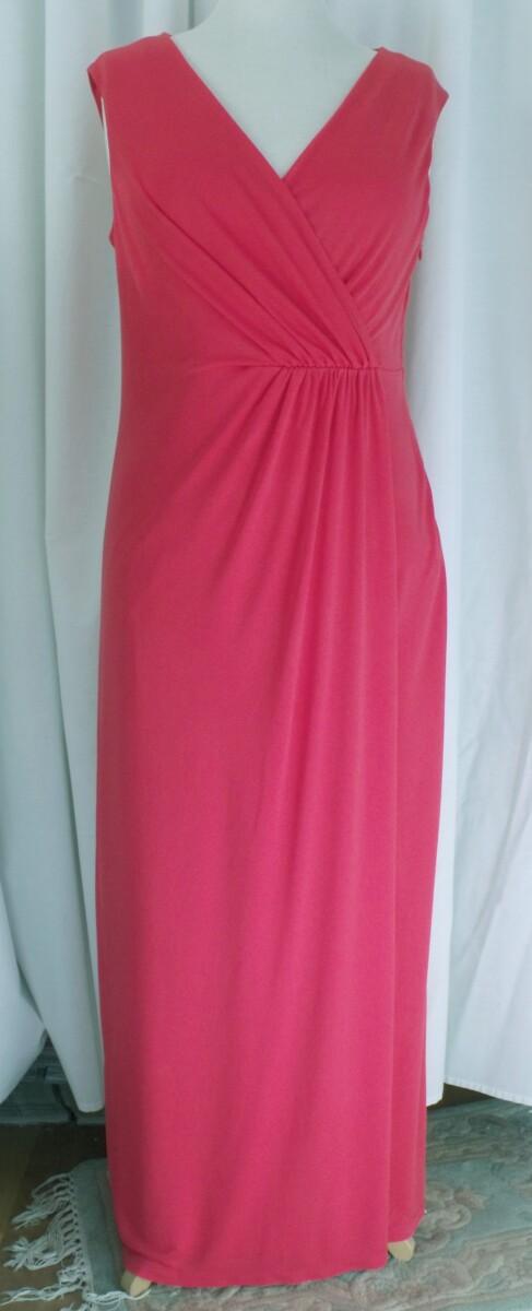 jacques vert BRAND NEW WITH TAGS CORAL PINK CROSS OVER BODICE FLOOR LENGTH WRAP OVER SKIRT EVENING GOWN
