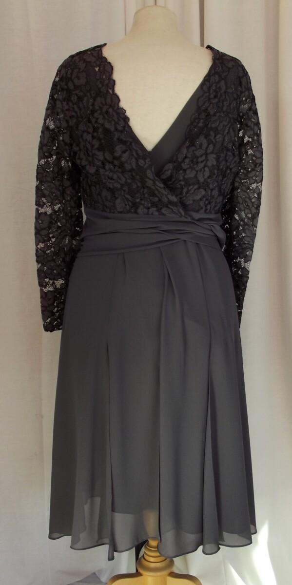 Jacques Vert BRAND NEW WITH TAGS JACQUES VERT COLLECTION DARK COFFEE CREPE CHIFFON 2 IN 1 LACE WRAP DRESS