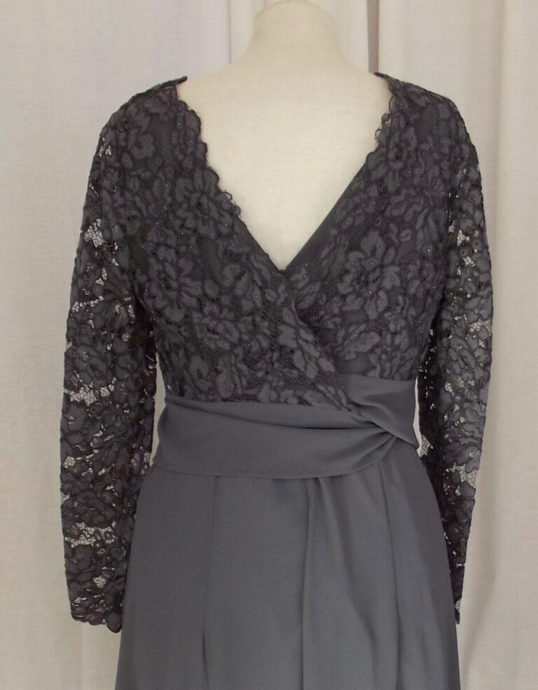 Jacques Vert BRAND NEW WITH TAGS JACQUES VERT COLLECTION DARK COFFEE CREPE CHIFFON 2 IN 1 LACE WRAP DRESS