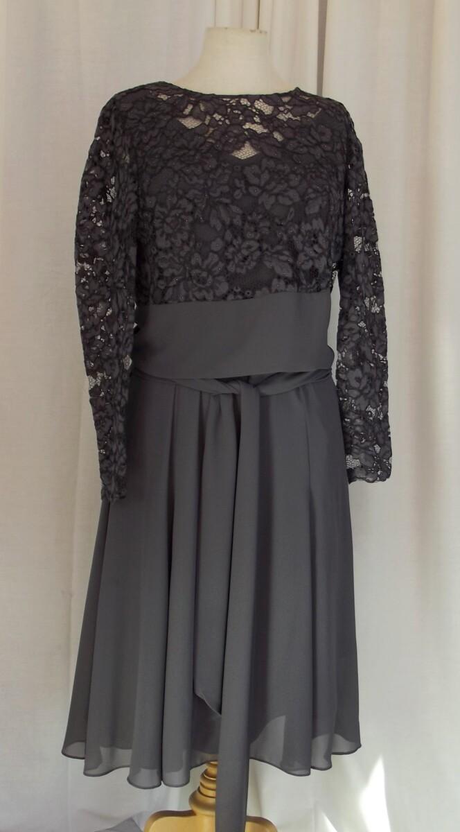 jacques vert BRAND NEW WITH TAGS JACQUES VERT COLLECTION DARK COFFEE CREPE CHIFFON 2 IN 1 LACE WRAP DRESS