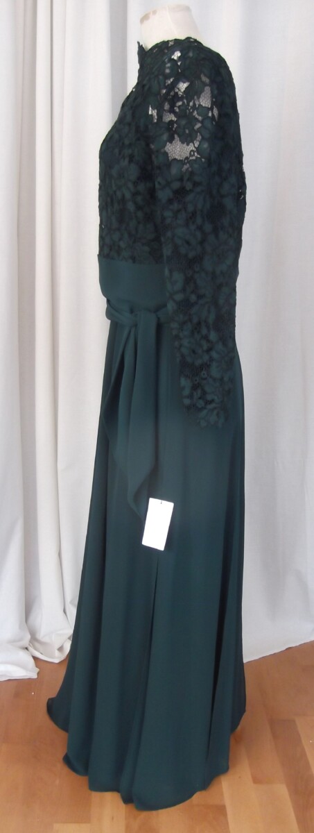 Jacques Vert BRAND NEW WITH TAGS JACQUES VERT COLLECTION FOREST GREEN CREPE CHIFFON 2 IN 1 LACE WRAP MAXI DRESS