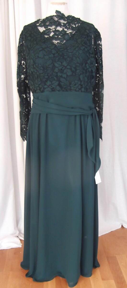 jacques vert BRAND NEW WITH TAGS JACQUES VERT COLLECTION FOREST GREEN CREPE CHIFFON 2 IN 1 LACE WRAP MAXI DRESS